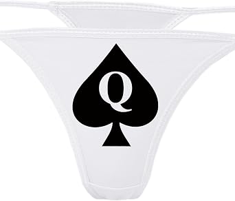 Knaughty Knickers - Queen of Spades White Thong Underwear - QofS Panties for BBC Lovers - Q of S Hot Wife