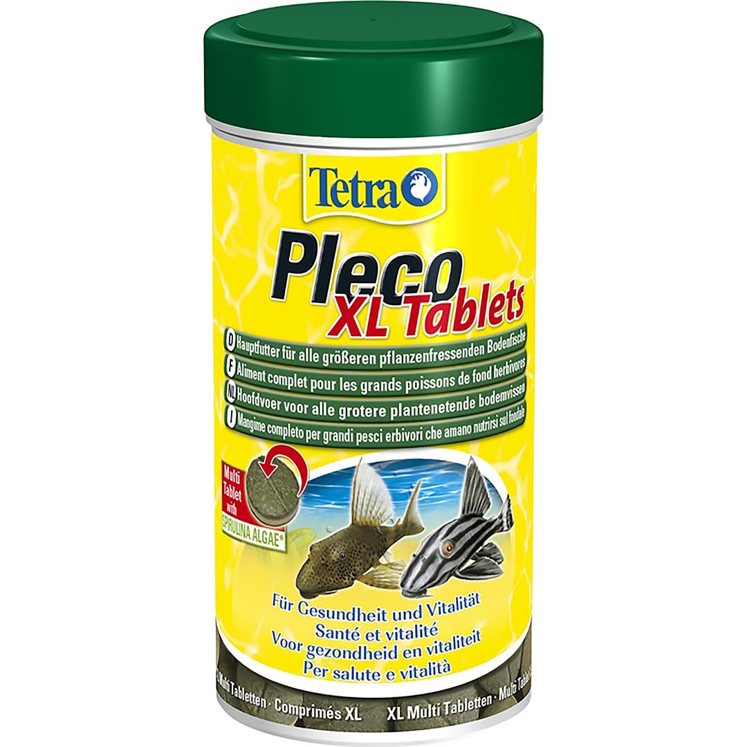 Tetra Pleco Tablets XL - Alimento rico en nutrientes para peces de fondo herbívoros grandes, lata con 133 pastillas