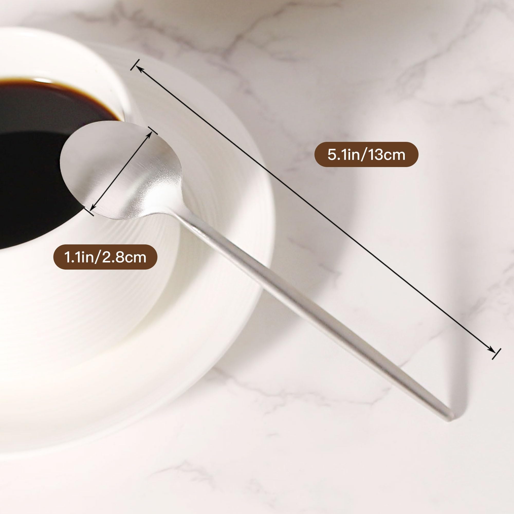 IMEEA Espresso Demitasse Spoons - Stainless Steel Coffee Spoons, Mini Teaspoons, 5.1-Inch, Set of 6 (Silver)