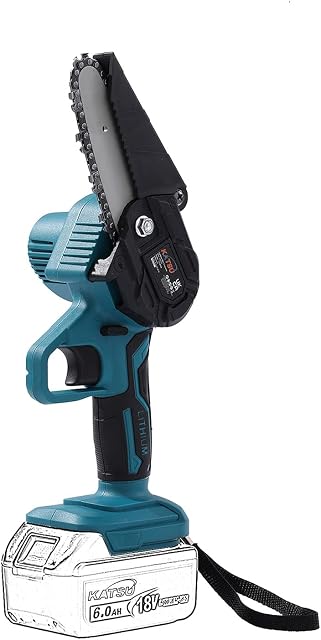 Cordless Mini Chainsaw 4 Inch KATSU FIT-BAT 21V Battery Powered Pruning Cutting Chain Saw, Lightweight and Portable for Tree Branches Trimming Wood Cutting, Without Battery (Body Only)