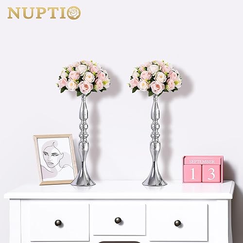 Miniatura 3 de Nuptio Jarrones para centros de mesa de oro jarrones de mesa de boda para mesas versátiles arreglos de flores de metal para bodas, fiestas y cenas,