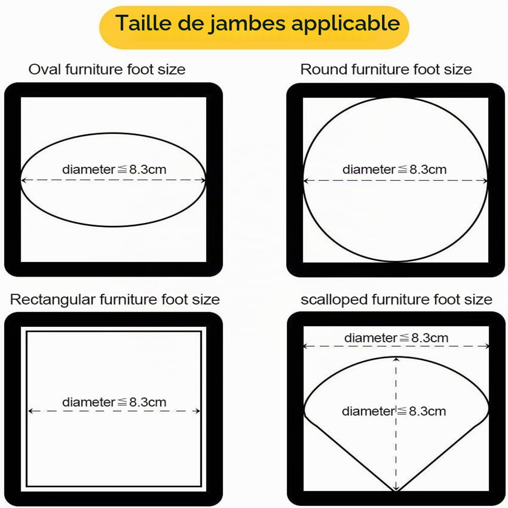 Uping Rehausseur Pieds de Lit Rehausseurs de Meuble, Augmenter Hauteur Réglable de 7CM ou 14CM Plastique (Noir)