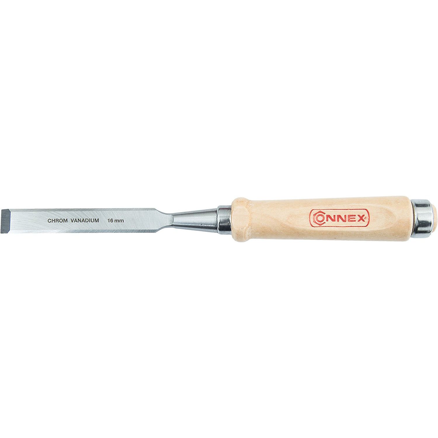CONNEX Stechbeitel + Ulmer Heft aus Weißbuche und Chrom-Vanadium-Klinge, Seitenfase, Breite 16 mm
