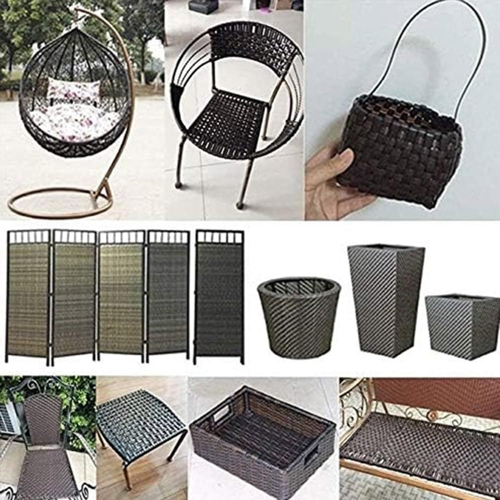 Materiale di Riparazione in Vimini da 213 piedi/65 m, Kit di Riparazione in Rattan PE 8 mm Tessitura in Vimini Piatto for Sedia da Giardino Divano Cestino Fai da Te, 500 g/Pacco(Zebra)