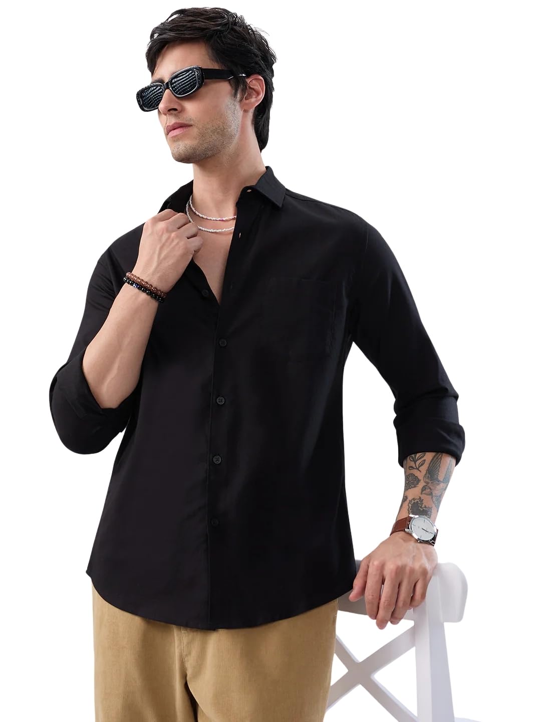 VASTRADO Jet Black Oxford Luxe Shirt - Image 1