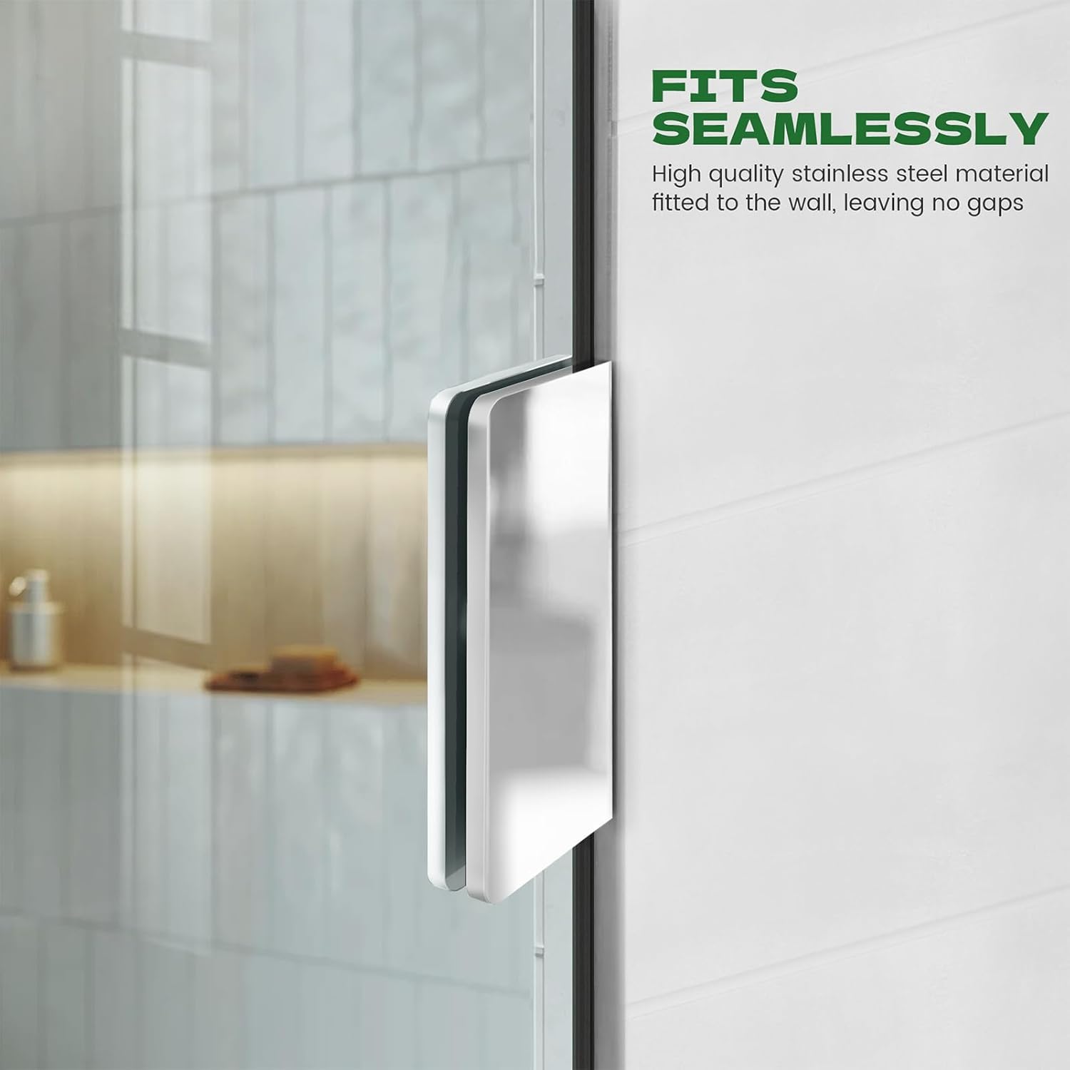 Shower Glass Panel 34" W ×74" H Fixed Frameless Shower Door in Silver 5/16"(8mm) Thick Clear Tempered Glass Panel with Clamps Bathroom Screen for Walk in Shower
