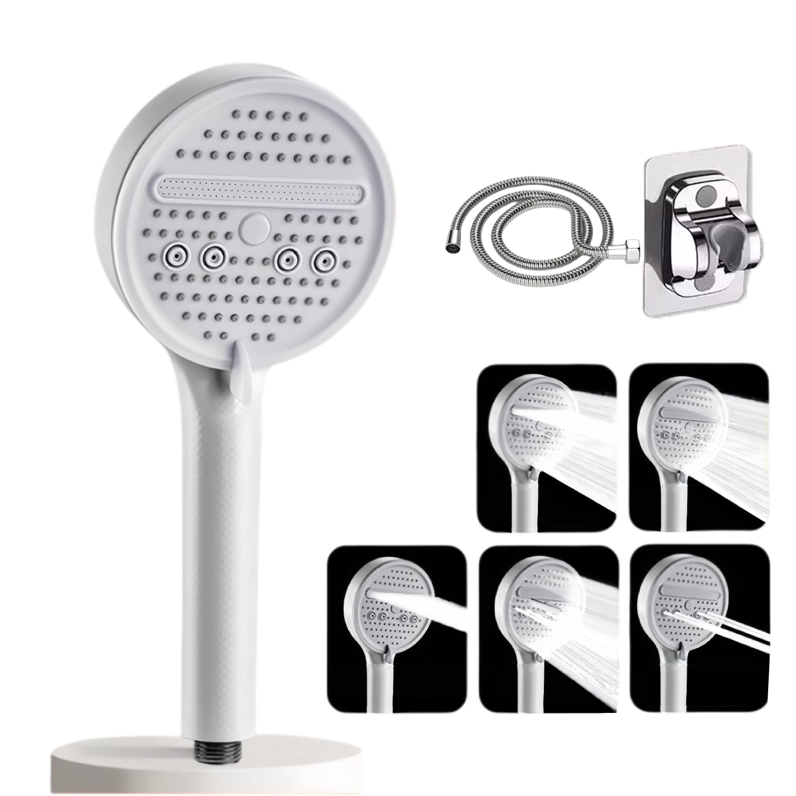 DEKIIShower Head with Handheld - High Pressure 5 Spray Mode Shower Head,12cm Panel, Anti-Clog Nozzles, Water Saving Spray with Extra Long Stainless 1.5M Steel Hose.