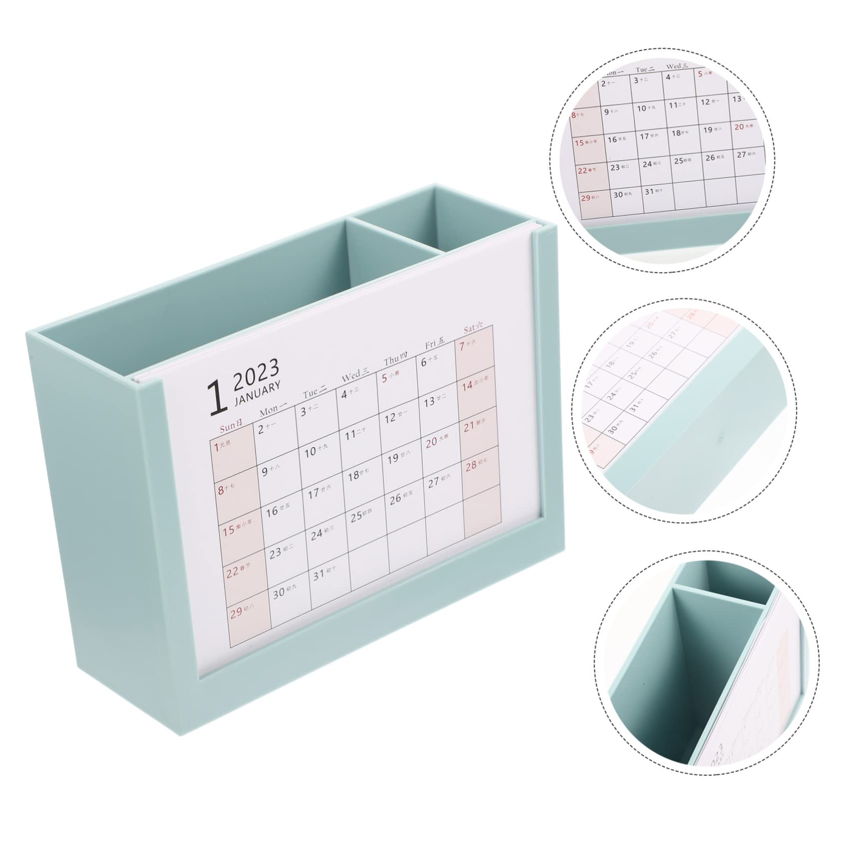 Lurrose 4 Stück 2023 2023 Stifthalter-Tischkalender Schreibtisch-Container die Büro-Schreibtisch-Dekoration storage boxes aufbwahrungs-box kalender einfacher Tischkalender p.s