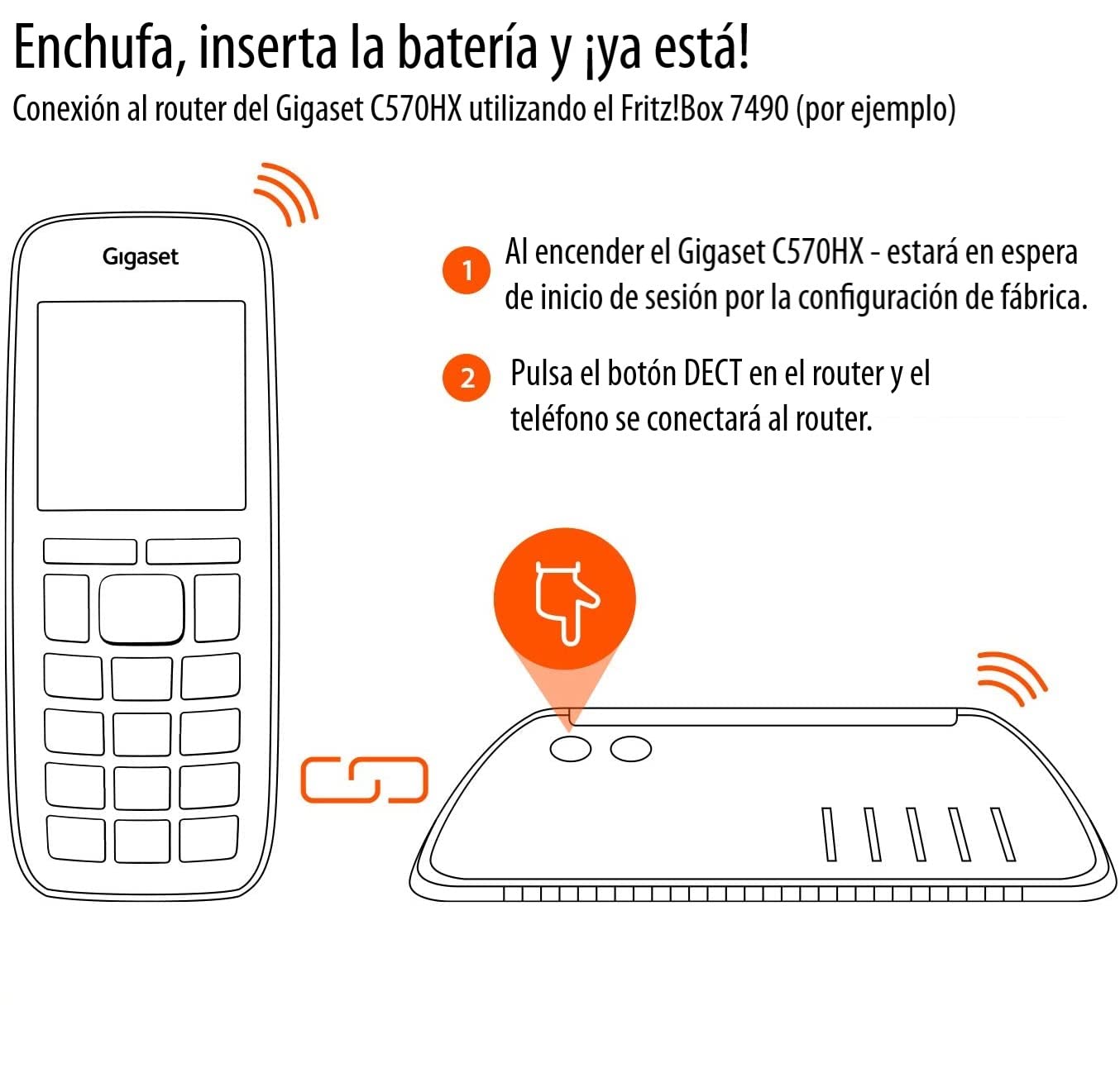 Gigaset C570HX - Teléfono inalámbrico DECT para router - Compatible con Fritzbox, Speedport - Fácil de usar - Auricular con base de carga - Color Negro
