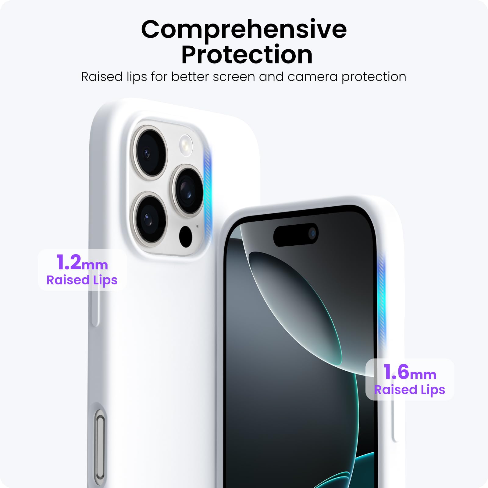ORNARTO Cover per iPhone 16 Pro Silicone 6.3 Pollici, con 2 Pellicola Vetro Temperato, Morbido Silicone Liquido Protezione, Antiurto Ultra-Sottile Protezione Custodia iPhone 16 Pro-Verde Oliva