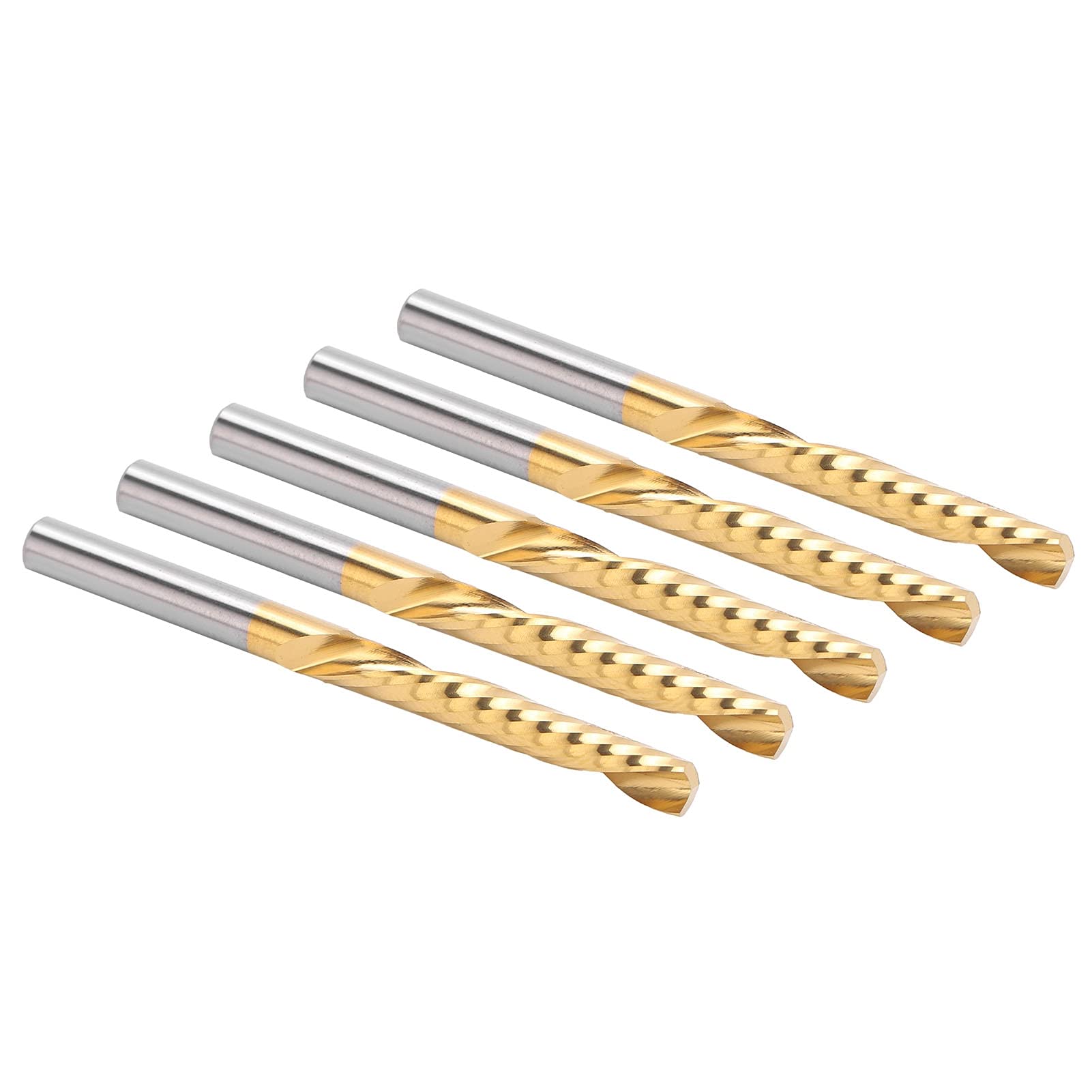 5 fresas de extremo recubiertas, fresas CNC de acero de alta velocidad, fresas en espiral de 1 flauta para aluminio, cobre, latón, metalurgia, 4 mm de diámetro, 22 mm, 50 mm