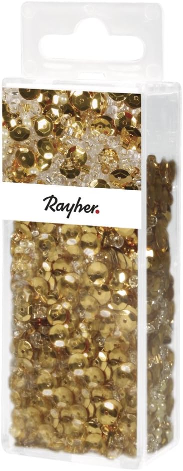 Rayher Sequins Beads Mix and Wire, Gold, 12.8 x 4.4 x 3.2 cm