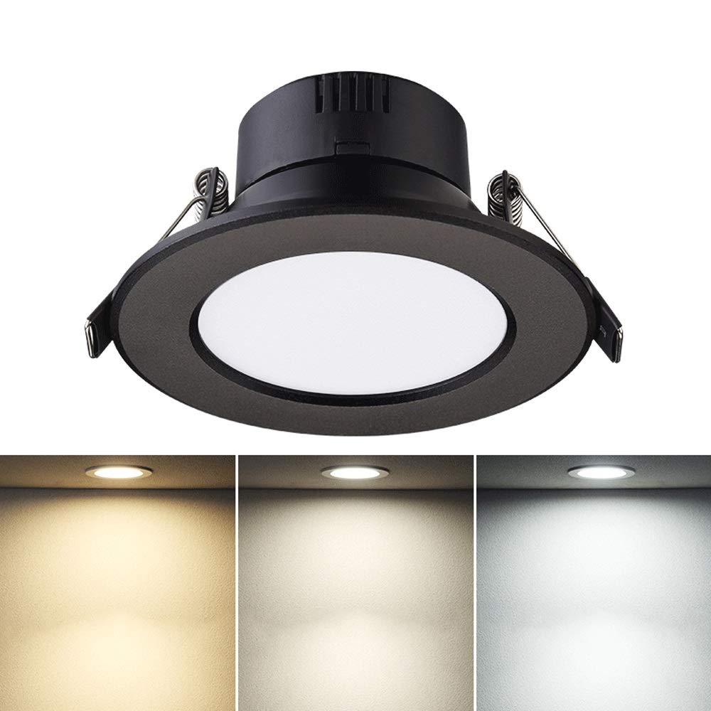 Foco de Techo Empotrado de Aluminio Fundido a presión Negro con Rejilla Ted, Panel LED antideslumbrante, luz de Techo empotrada Creativa nórdica posmoderna, escaparate de Tienda de