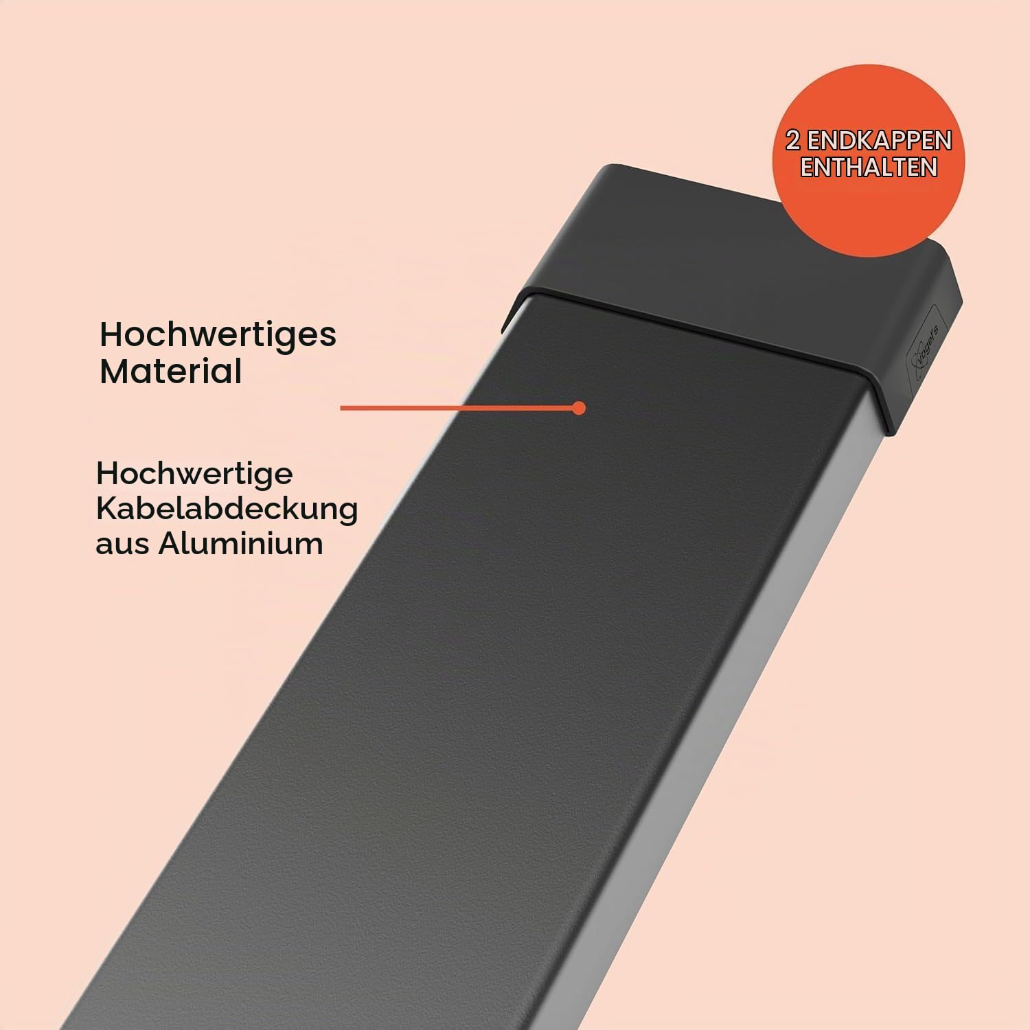 Vogels TVA 7000 Kabelkanal Weiß, Bis zu 6 Kabel, Minimalen Abstand zur Wand nur 1.4 cm, Länge von 100 cm, Aluminium, Geeignet für Kabeltypen wie HDMI-, USB-, AUX- oder Stromkabel