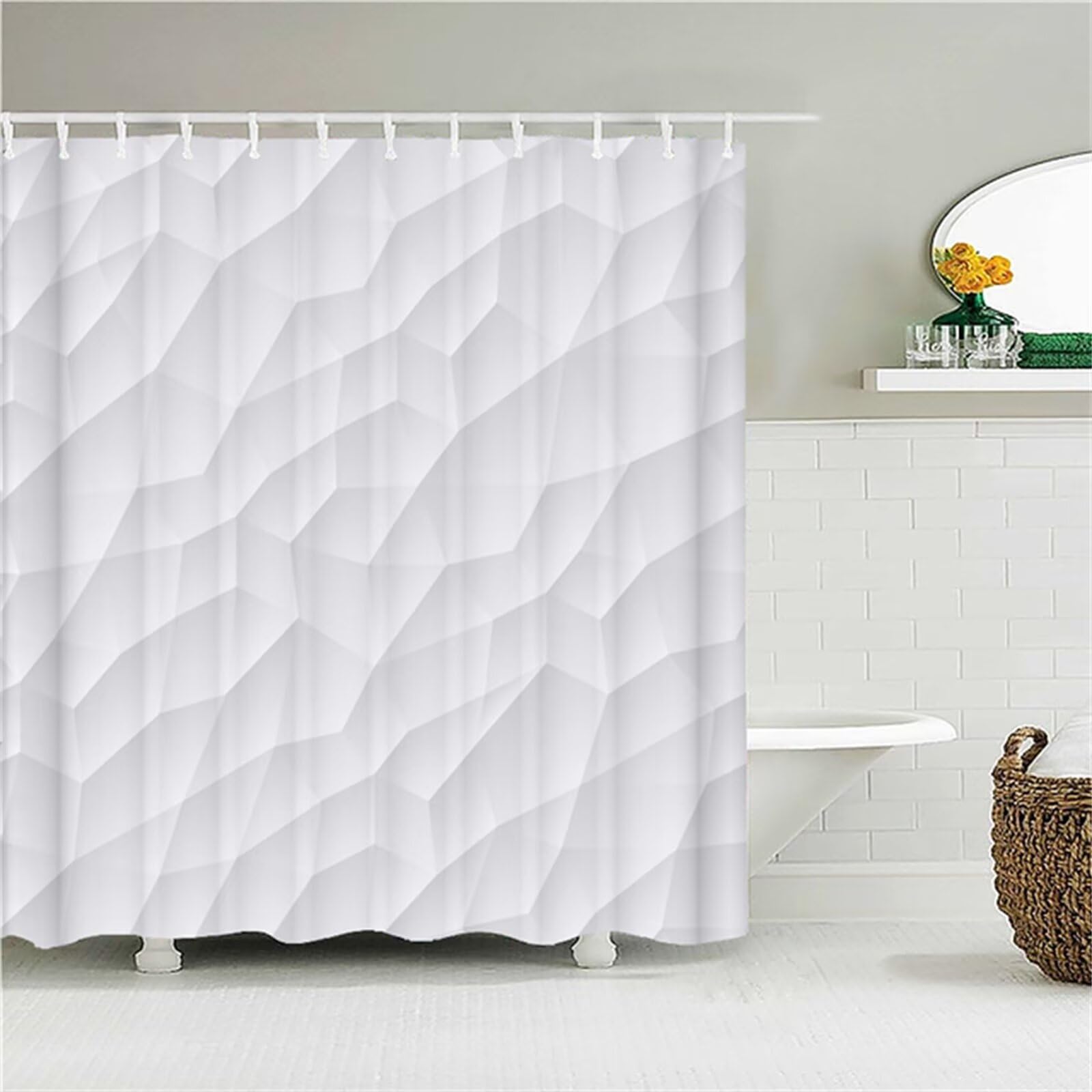 Syiboo Glass Crack Shower Curtain Washable Bath Curtains,with 12 Hooks and Weighted Hem,Fabric Shower Curtains Outdoor Waterproof Polyester for Bath Tub and Shower Stall,250x160cm W99*L63 Inch
