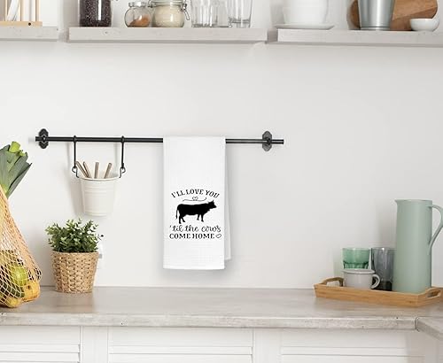 Miniatura 2 de QODUNG I'll Love You Till The Cows Come Home - Toalla de mano suave de 16 x 24 pulgadas, divertida toalla de secado de vaca, paños de cocina para