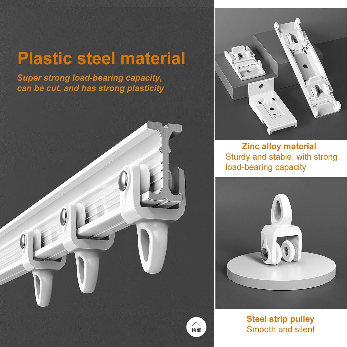 Riel de cortina flexible, doble riel de techo ajustable para ventanas de bahía, ideal para el hogar, la oficina