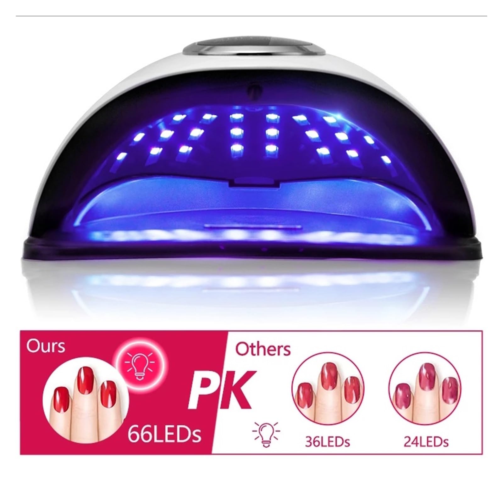 Lampara Uñas Semipermanentes, Lámpara de uñas LED UV 66 LED Secador de uñas Lámpara de uñas LED UV for curar todo el esmalte de uñas de gel con detección de movimiento Equipo de herramientas de salón