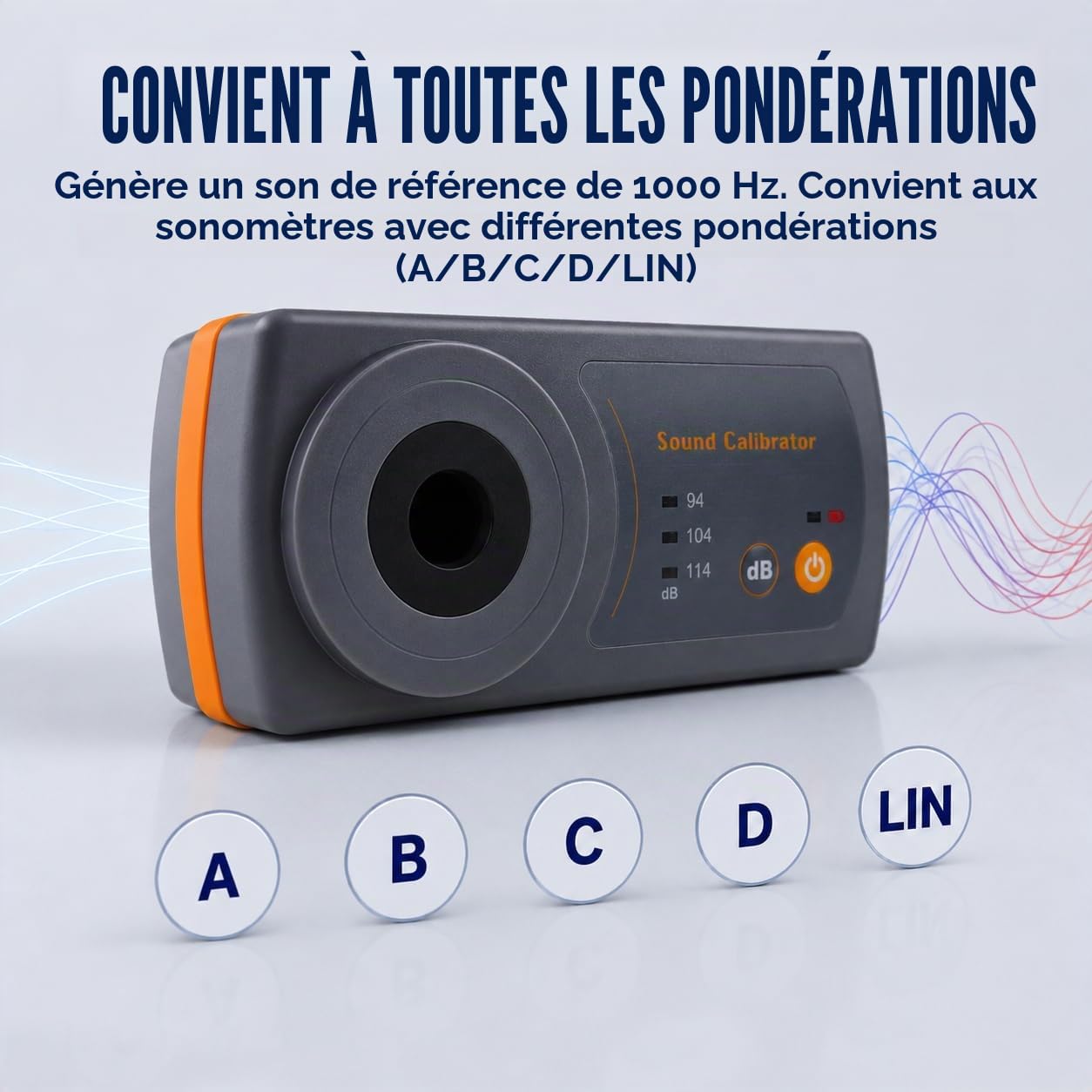 Sonomètre Décibel Niveau Calibrateur Étalonnage 114dB / 94dB / 104dB Étalonnage Niveau pour Sonomètres