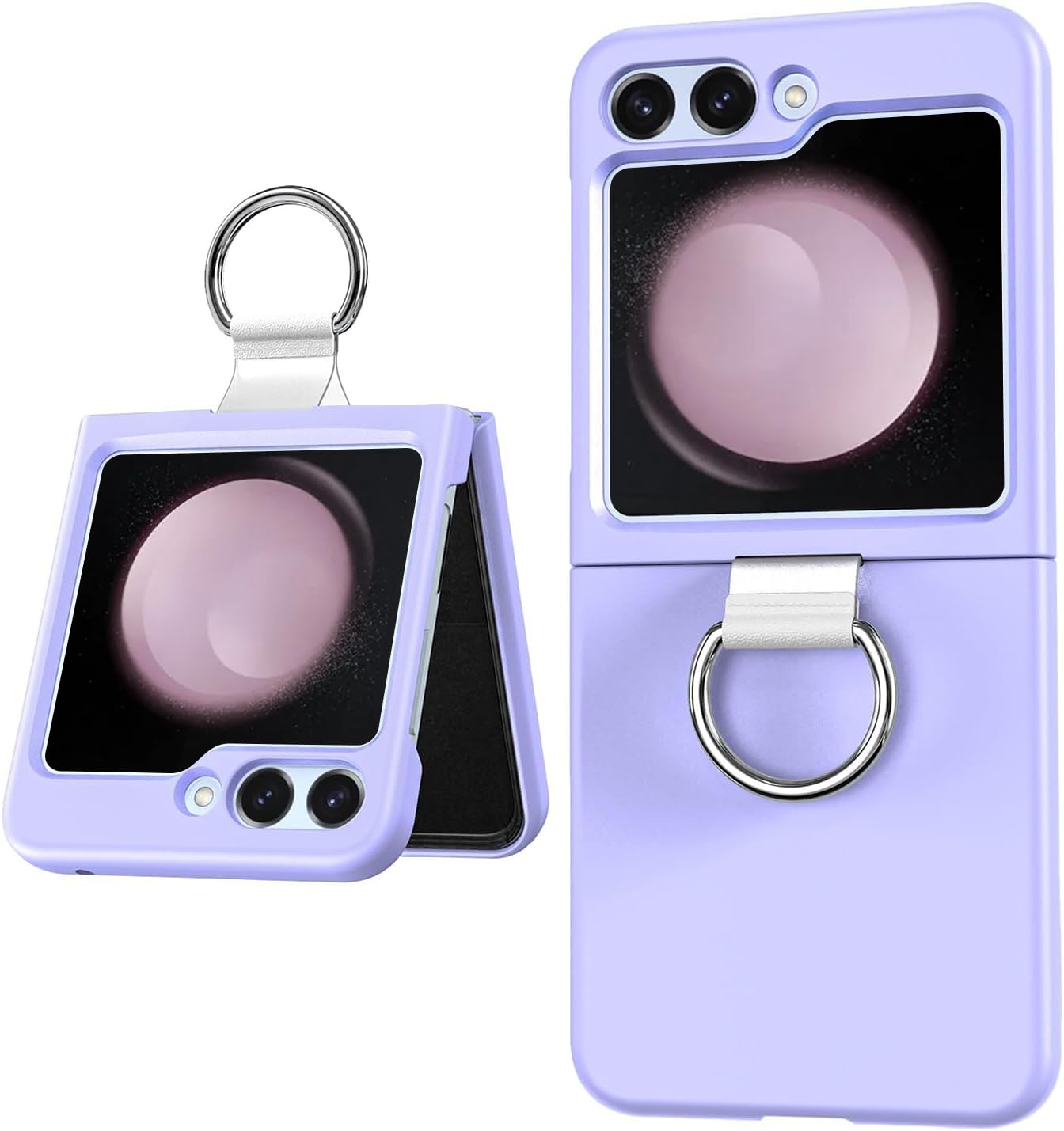 T Tersely Case Cover with Ring for Samsung Galaxy Z Flip 5 2023, Slim Fit Shockproof Protective Cover Case for Samsung Galaxy Z Flip 5 5G - Purple