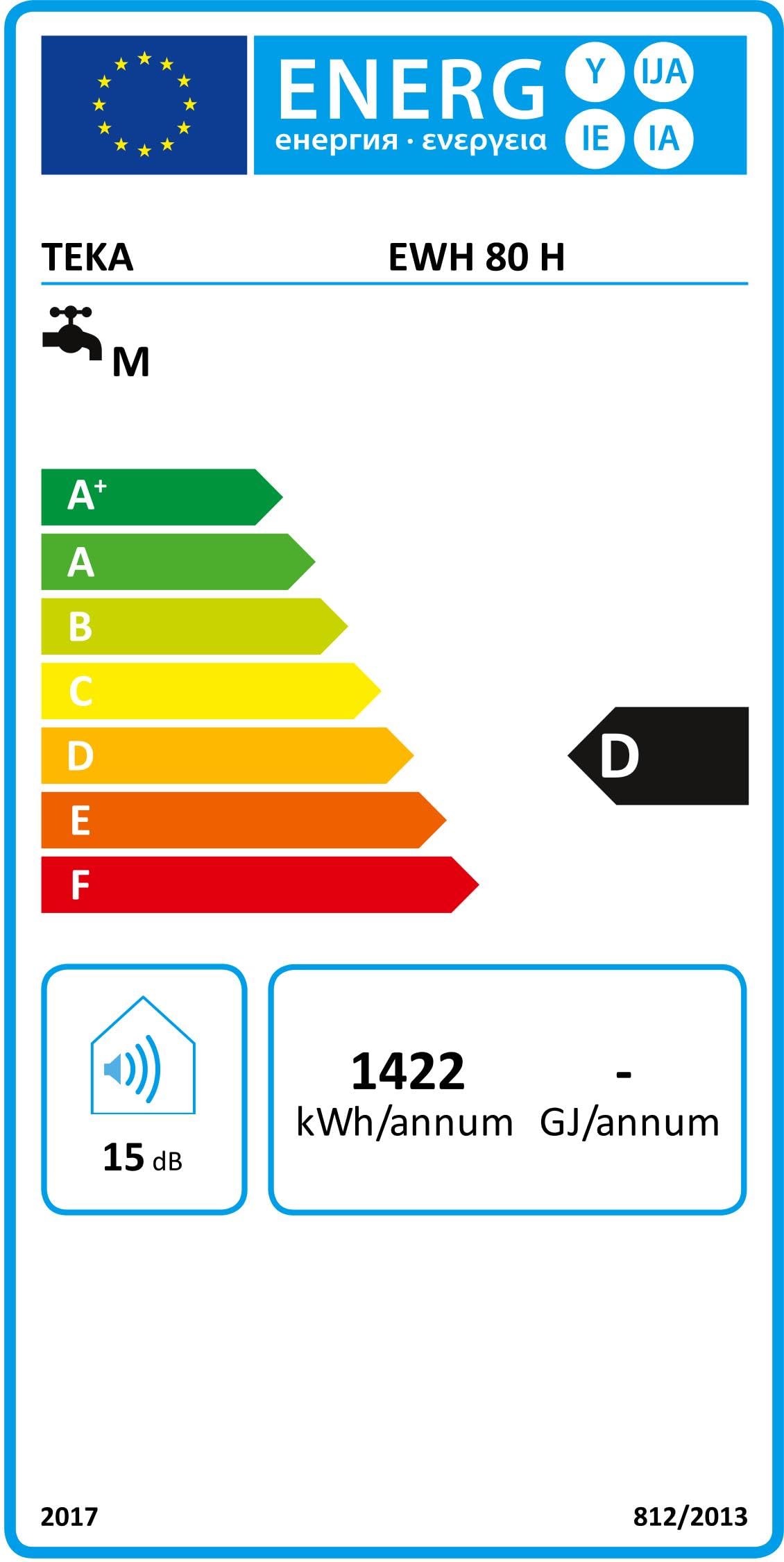 TEKA Termo Eléctrico 73 L, Instalación Vertical y Horizontal, Tanque Zafiro, Resistencia Cerámica, Protección Sobrecalentamiento, Modelo EWH 80 H