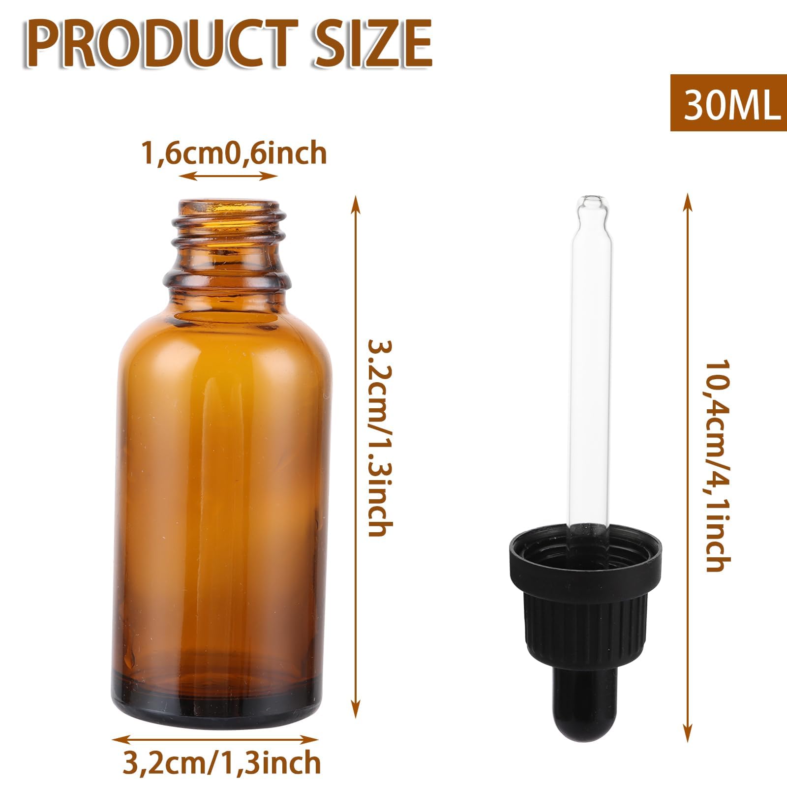 JMIATRY 24 Pezzi 30ML Bottiglie Contagocce di Vetro Ambrato con pipette, Flaconi bottiglie contagocce per Colonie, Miscele di Oli Essenziali, Profumi