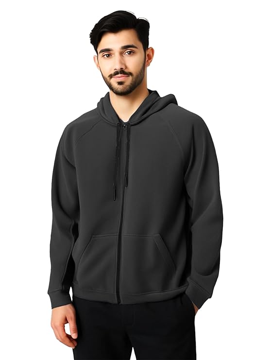Mens Zipper Hoodie Jacket Cotton Hooded Sweatshirt