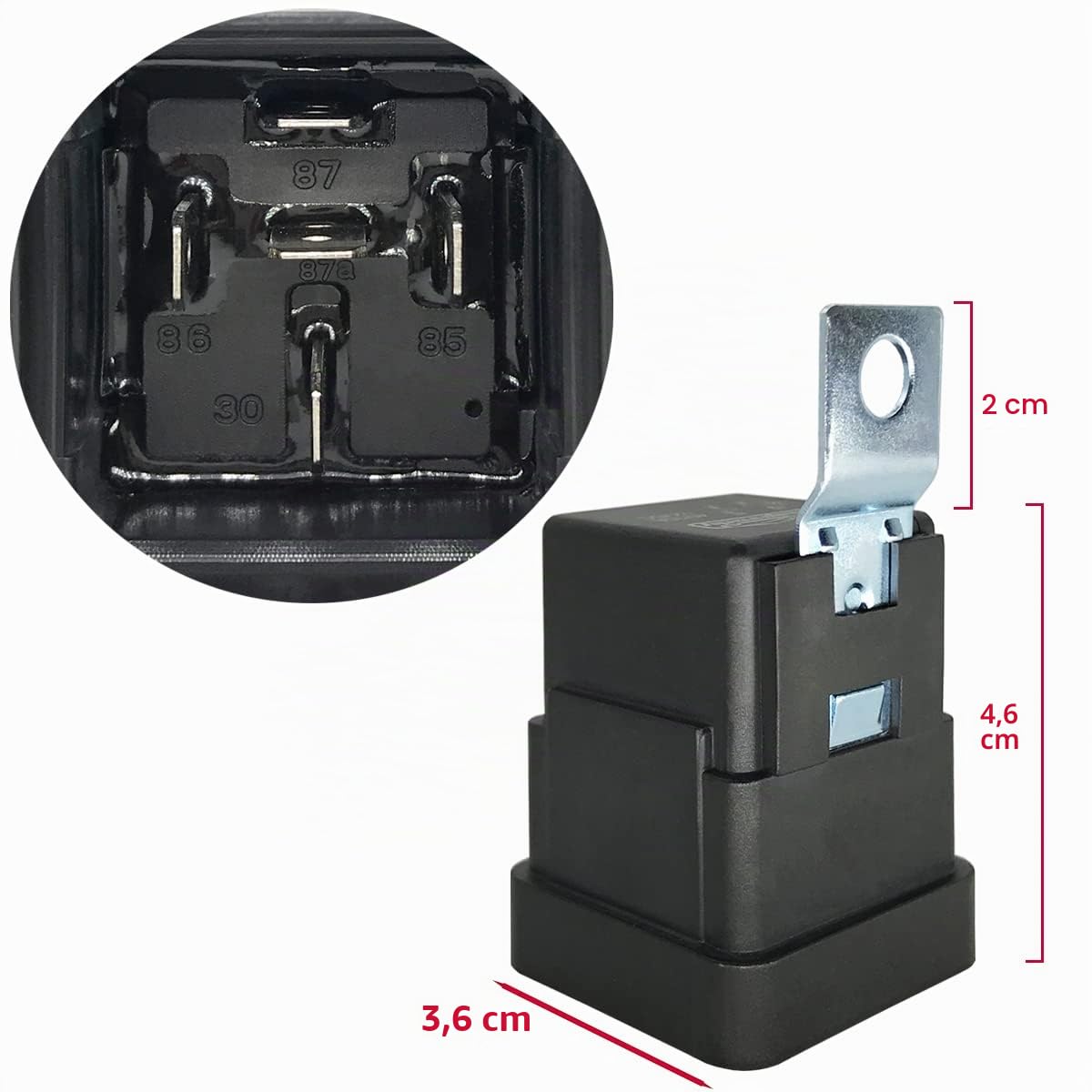 Confezione da 5 relè e cablaggio impermeabili da 40/30 AMP 12 V DC – fili di rame stagnati da 12 AWG, relè automobilistico SPDT a 5 pin