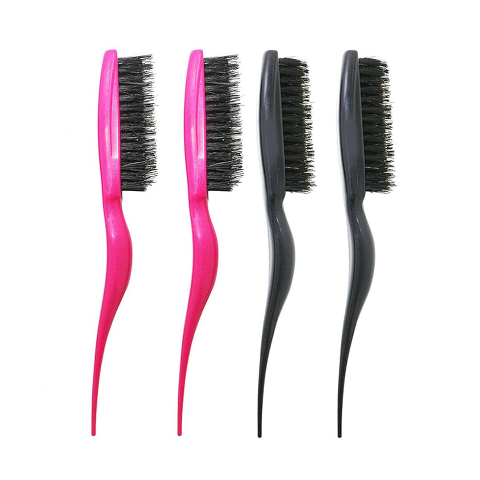 Slick Back Brush, 4 Pcs Comfortable Grip Slick Back Hair Brush, Exquisite Portable Hair Brush