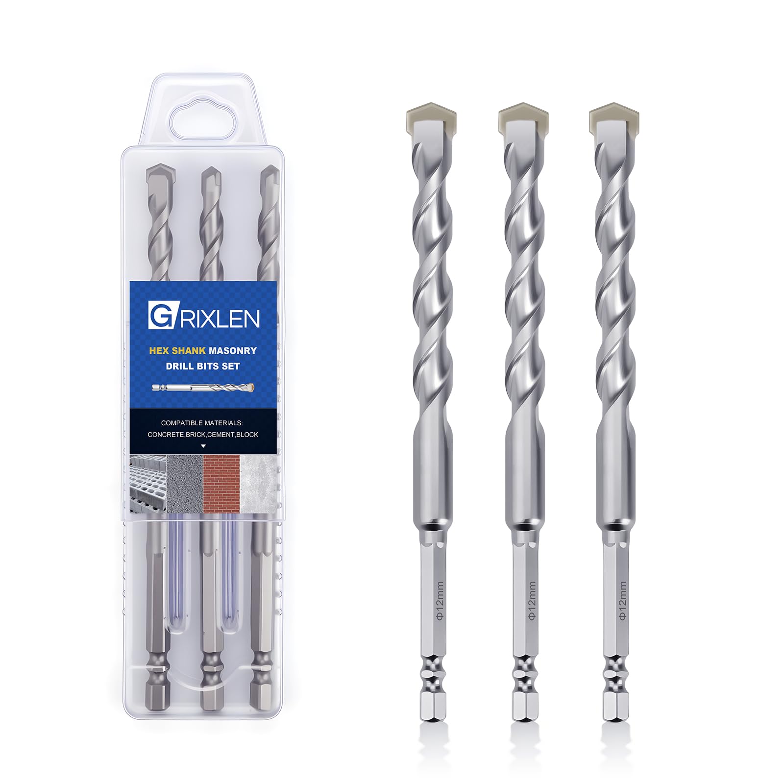 GRIXLEN Masonry Drill Bits - 3 Pack 4mm -32 GRIXLEN Masonry Drill Bits - 3 Pack 4mm -32