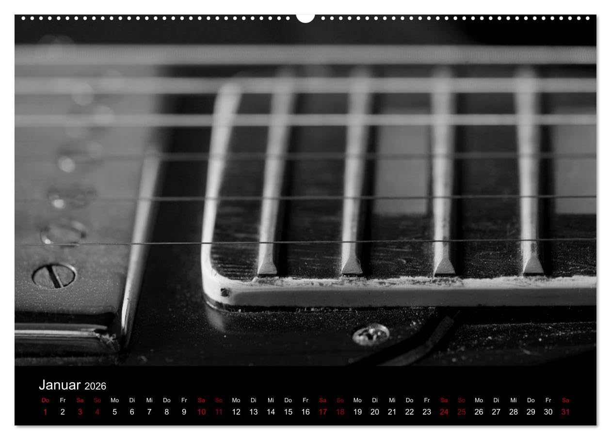 Regelwerke - Details alter E-Gitarren (hochwertiger Premium Wandkalender 2026 DIN A2 quer), Kunstdruck in Hochglanz: Alte E-Gitarrendetails eindrucksvoll in s/w fotografiert (CALVENDO Kunst)