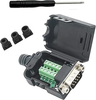SHANFEILU DB9 Breakout Connector to Wiring Solderless Terminal RS232 D-SUB Male Serial Adapter 9pin Port Breakout Board Black Rubber Core with Case,Screwdriver,Nuts