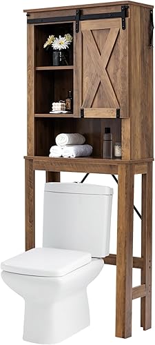 LOKO Armario de almacenamiento de 4 niveles sobre el inodoro, estante de inodoro para baño con estantes ajustables de 3 posiciones, organizador