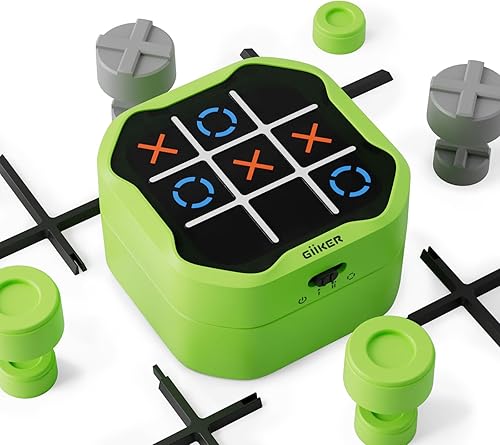GiiKER Tic Tac Toe Bolt Game, 3-in-1 Handheld Puzzle Game Console, Portable Travel Games for Educational and Memory Growth, Fidget Toys Board Games