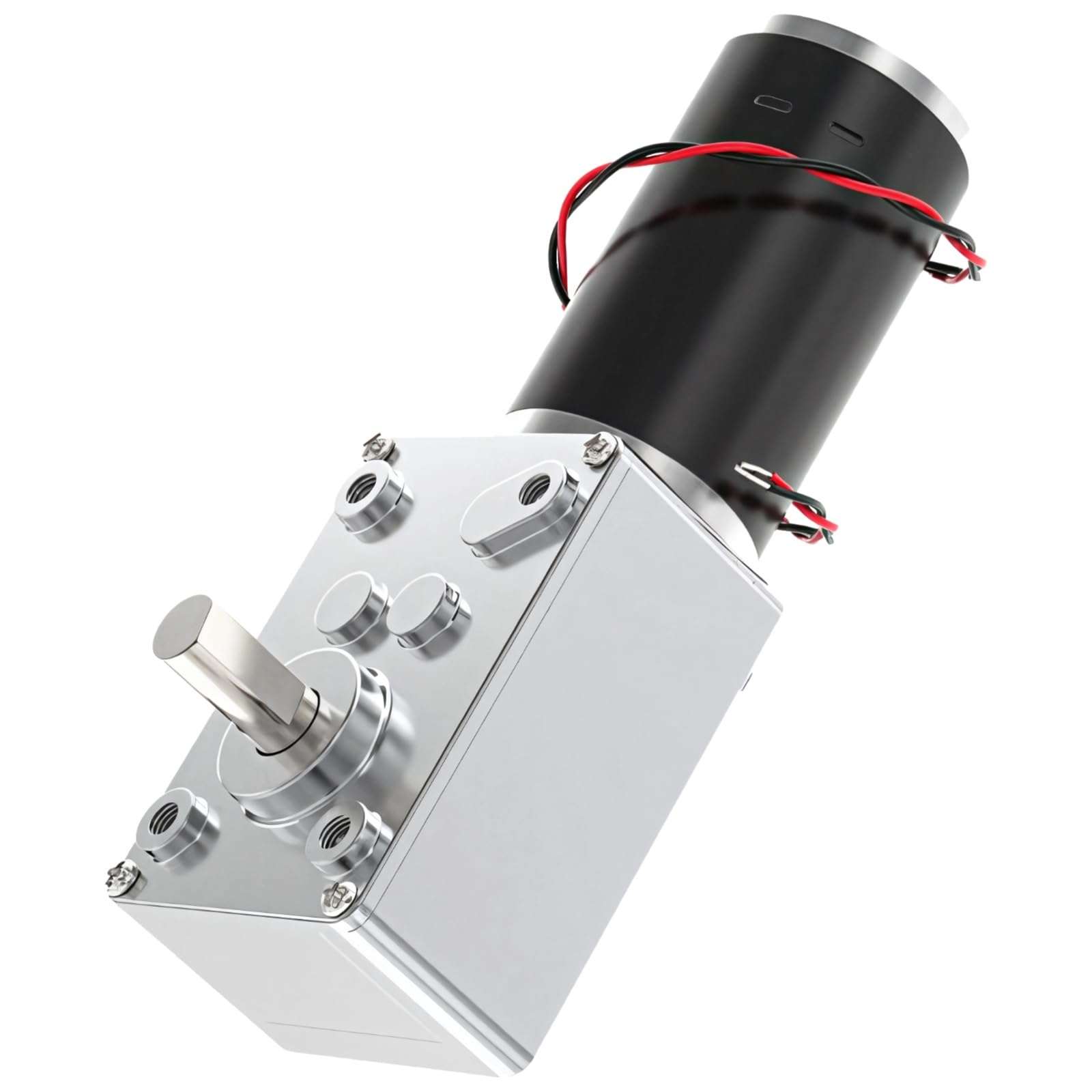 DC-Motor mit hohem Drehmoment, Permanentmagnet-Getriebemotor 12V, 8mm-Wellenmotor, bidirektional selbstsichernd, Edelstahl, kompaktes rechteckiges Design