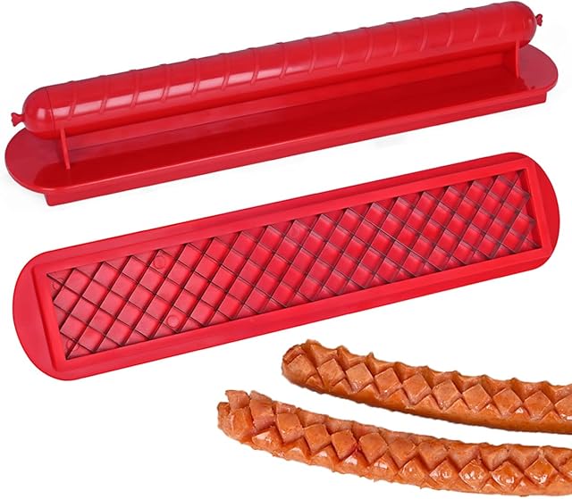 Hot Dog Cutter 11.6 Inch Stainless Steel Sausage Cutter Ergonomic Non-slip Hot Dog Slicing Tool Kitchen Gadget for Hot Dogs Up to 10 Inch Camping Picnic Gathering