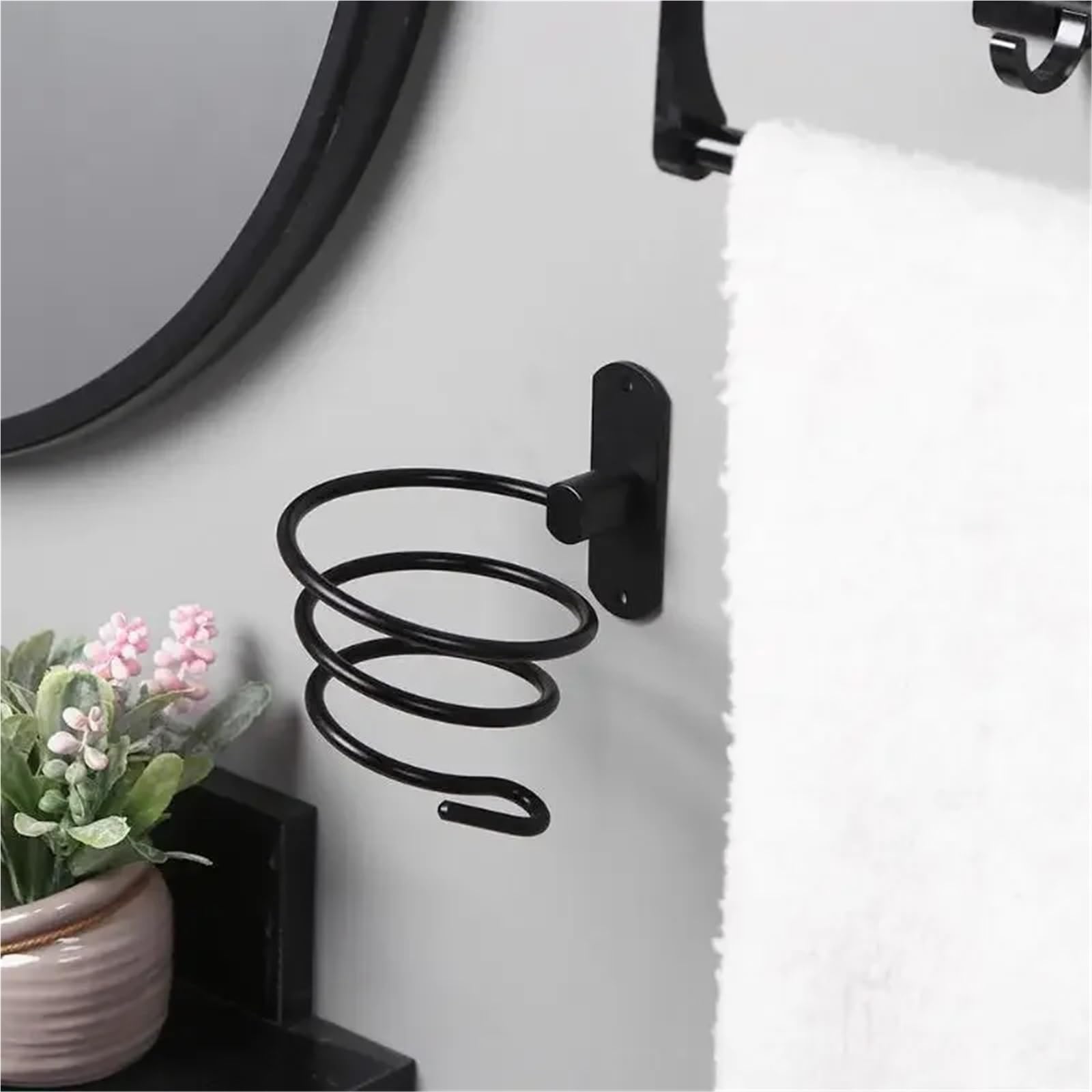 Soporte de secador Pelo montado en la Pared, Estante Aluminio for Espacio baño, Organizador Almacenamiento, Soporte for, estantes, 2 uds para secadores de Pelo(Black)