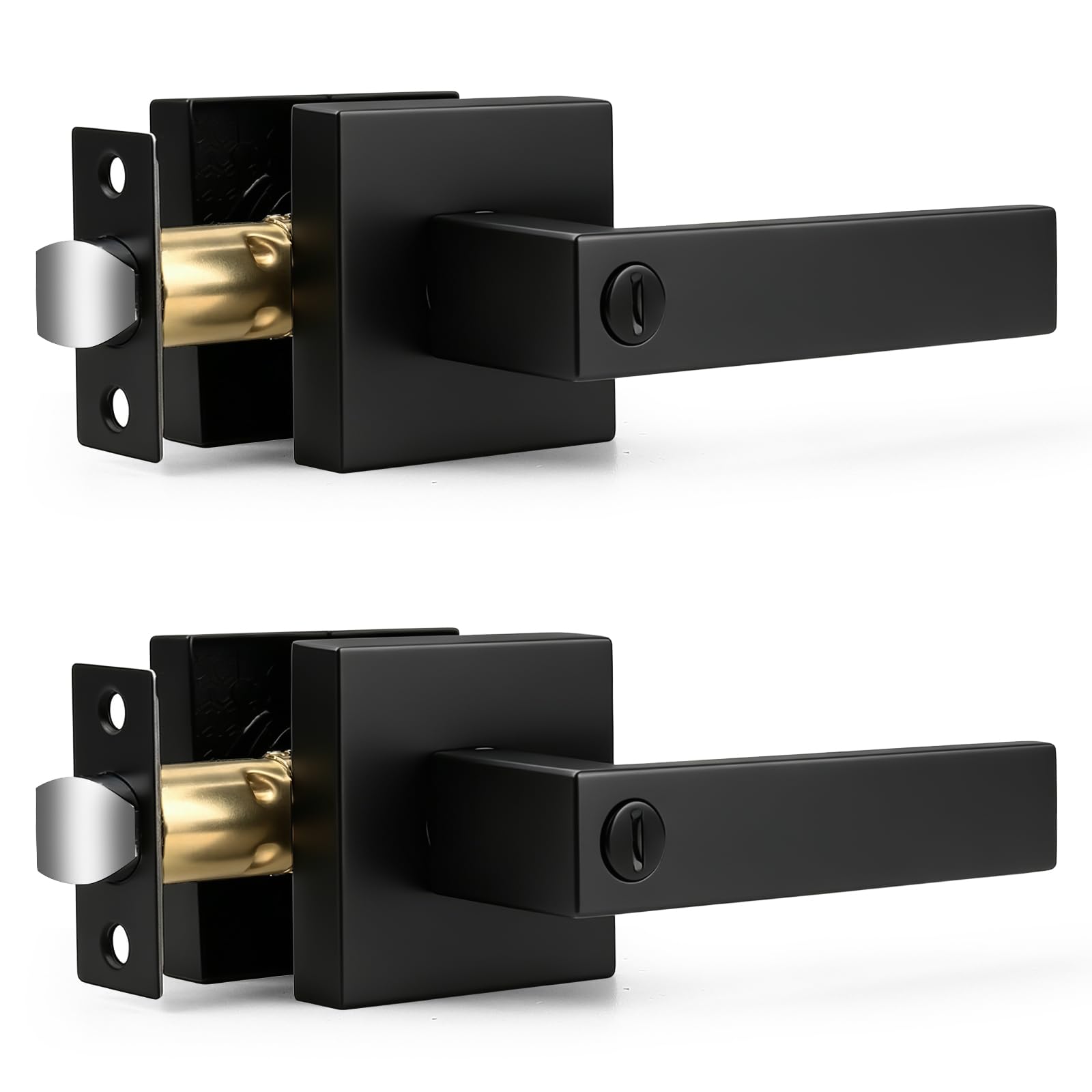 Probrico Brushed Nickel Door Handles with Lock - 3 Pack -29