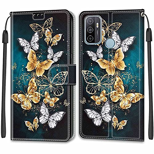 Funda para OPPO A53 2020 4G / OPPO A32 2020 4G / OPPO A53S 4G / OPPO A33 2020 4G, Funda Piel con Tapa Suave TPU y Cuero de PU Tipo Libro Billetera Resistente a los Golpes Carcasa para OPPO A11S