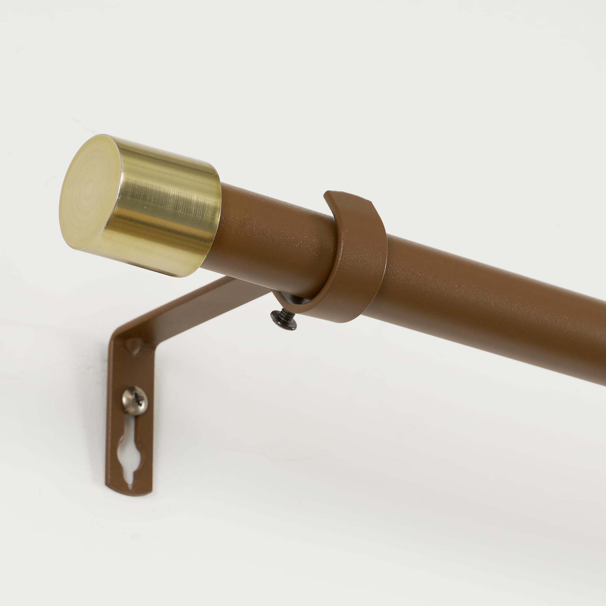 Photo 1 of NICETOWN Adjustable Metal Curtain Rod (28-48"), Gold Finials, Brown