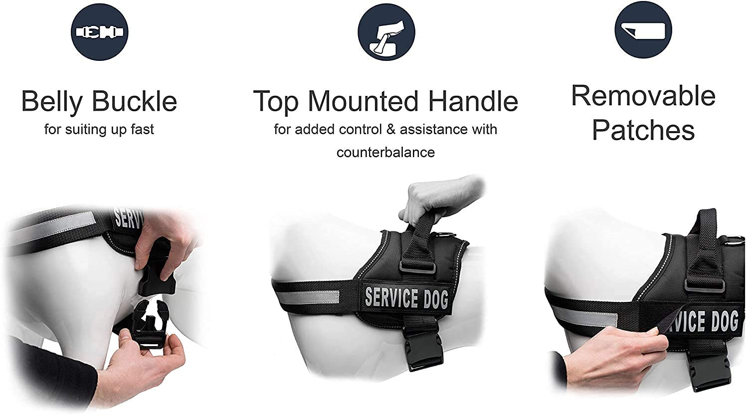 Pets planet Service Dog Harness, Chest Body Belt for Dogs (Large, Black) 2