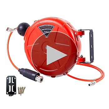 エアコンプレッサー ホース リール、コンプレッサー ホース リール格納式 | エアホースリール10 メートル自動巻き取り商業リール壁