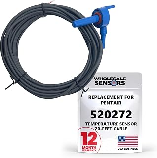 Replacement Pentair 520272 Air/Water/Solar Temperature Sensor, 20-Feet Cable for Pool/Spa 12 Month Warranty