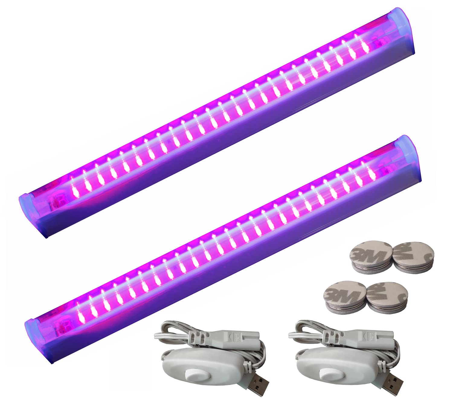 TITO 2 Pack 10W 1ft USB UV Led Black Light Bar, Magnet Mounted Black Light Strip Tube, Blacklight Strip Lights Bar Glow in The Dark Black Lights for Glow Party Bedroom Tapestry Posters Decor Supplies