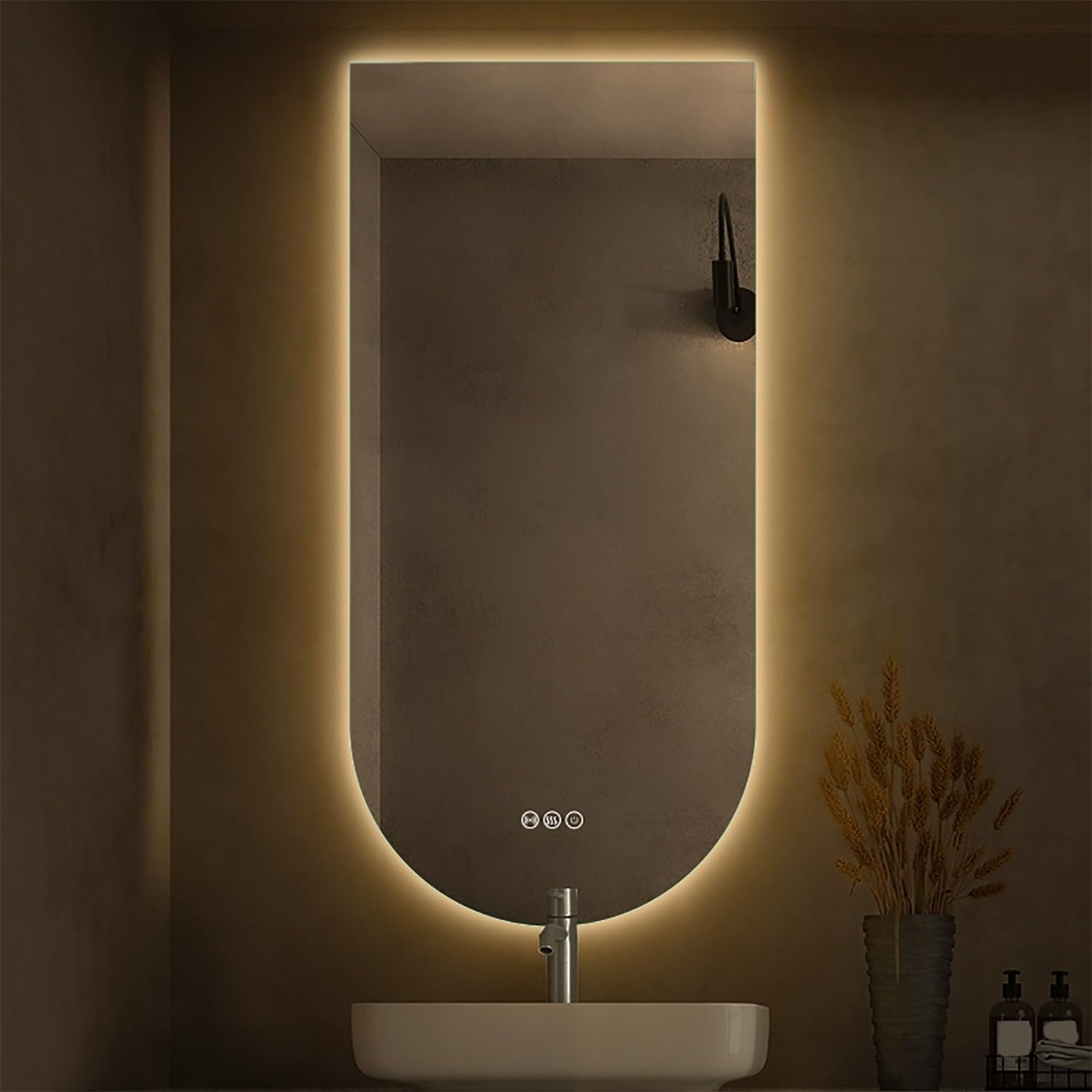 WJFTODAY 40" LED Bathroom Vanity Mirror - Anti-Fog, Dimmable Backlit with 3 Colors, Touch Switch, Explosion-Proof Design, ed Wall Mirror (Upside Down, 20x32in)