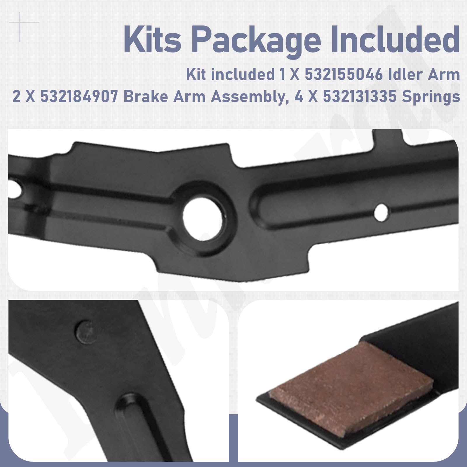 Fennoral Kit de leva de rodillo de soporte de brazo 532151785 para cortacésped Husqvarna Craftsman de 42 pulgadas, cubierta 532151785 184907 131335 155046 (532151785)