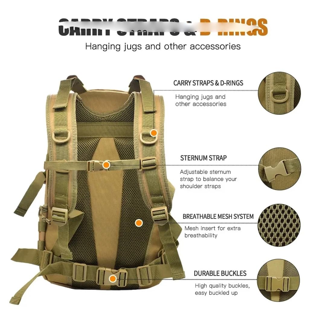 Mochila táctica de senderismo al aire libre, bolsas Oxford impermeables, mochila de camping, senderismo, escalada, bolsa de caza