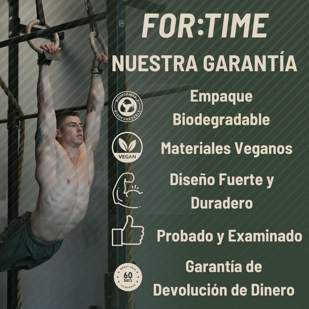 FOR:TIME FITNESS - Calleras para Crossfit y ejercicios gimnásticos - Fibra de carbono protectora extra adherente - sujección a la muñeca - Guantes de gimnasio para dominadas, accesorio de halterofilia