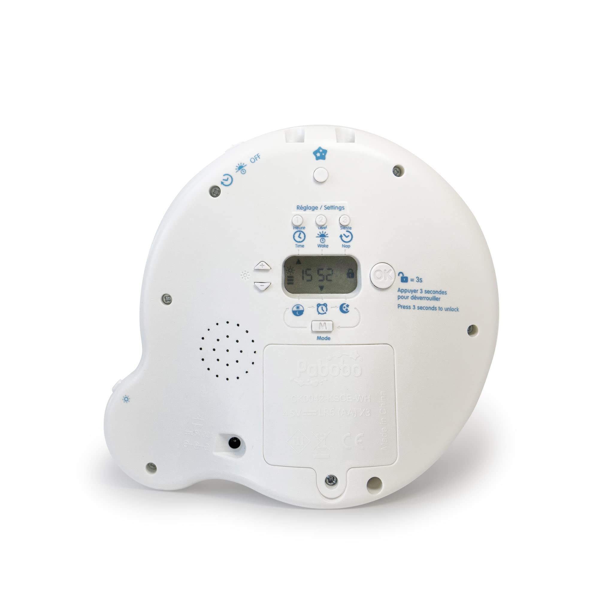 Pabobo – Indicador de Despertador Kid'Sleep Essential, para Dormir más Tiempo y tapprivilegiar el Tiempo. Luz Nocturna educativa. Programación fácil, Bloqueo de los Padres. Modo Silencio o Alarma de