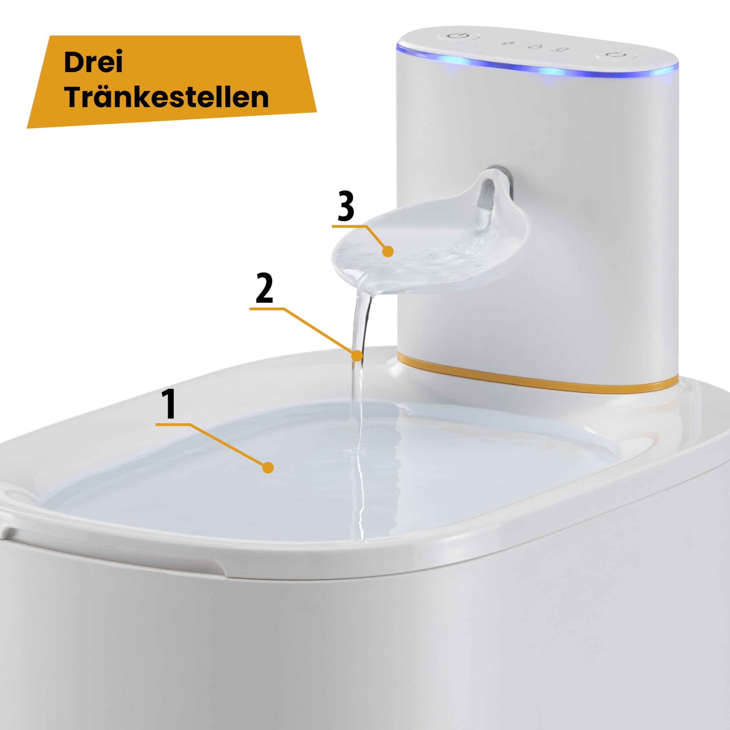 Ferplast Katzenbrunnen Kabellos Astra, Trinkbrunnen für Katze, wiederaufladbarer Katzen Trinkbrunnen mit Bewegungssensor, 3 L, dreistufiger Filter, USB-C im Lieferumfang enthalten